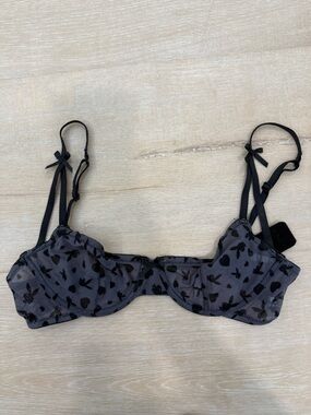 PLAYBOY Black Sheer Heart & Bunny Underwire Bra